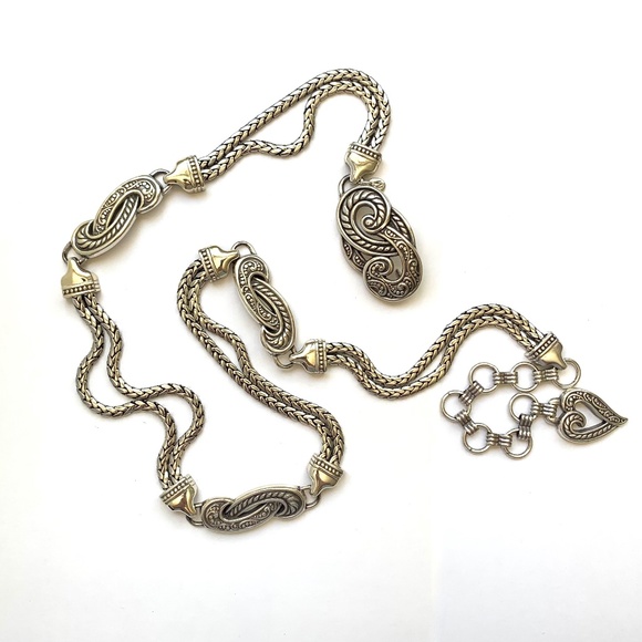 BRIGHTON, vintage silvertone chain belt - Picture 1 of 8